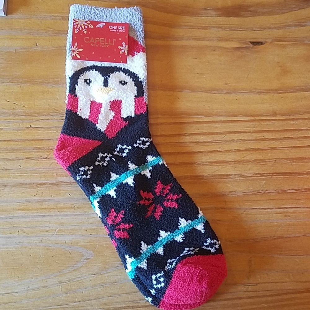 NEW!  Fuzzy, warm penguin socks!